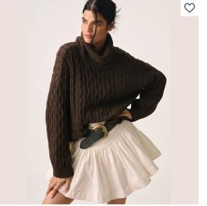 Anthropologie Pilcro Oversized Slouchy Turtleneck Cable-Knit Sweater sz Small